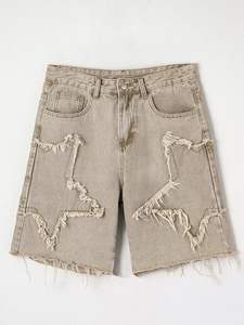 กางเกงยีนส์ขาสั้นทรงหลวมสไตล์วินเทจ Y2K สำหรับผู้ชาย ลายดาว ขากว้าง สตรีทแวร์ลำลอง - Product Image 4