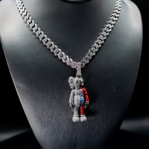 Cartoon Bear Pendant With Moissanite <b>Iced</b> <b>Out</b> <b>Chain</b> 925 Silver Rhodium Plated Hip hop Style <b>Iced</b> <b>Out</b> Everyday Wear Pendant - Product Image 1