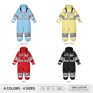 Ski Suit Unisex Plus Size Waterproof 100% Polyester Windproof Breathable Anti-UV Fleece Insulated Black Yellow Hooded Zipper - Product Image 4