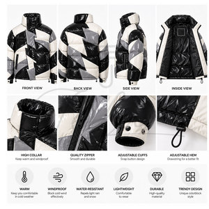 Veste d'hiver matelassée confortable pour homme, très vendue, couleur unie personnalisable. - Product Image 5