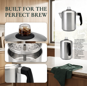 Fabricant de percolateurs à café, cafetière américaine en acier inoxydable, bouilloire à thé et à café de 2,0 L - Product Image 3