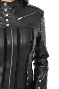 Chaqueta de cuero genuino para mujer, diseño único y de moda, ropa informal, talla adulta, chaqueta de cuero elegante para mujer, cuero auténtico. - Product Image 4