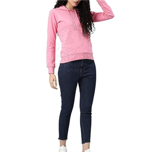 Sudadera con Capucha Rosa para Mujer, Estilo Casual, Color Sólido, 100% Algodón, Bolsillos de Felpa, Corte Regular, Ecológica, para Invierno/Otoño - Product Image 5