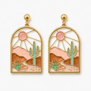 Custom Translucent Enamel <b>Drop</b> Earrings Gold Plated Brass Jewelry - Product Image 4