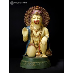19 \ "estatua de latón colorida del Señor Hanuman escultura de bendición colorida - Product Image 4