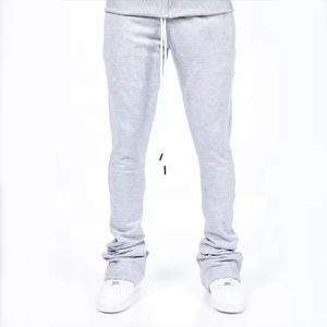 Survêtement unisexe en molleton avec appliques, coupe déchirée, fermeture éclair intégrale, pantalon évasé, effet délavé à l'acide, pour homme, hiver et printemps - Product Image 5