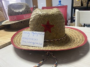 99 Gold Crafts Handmade Rafia <b>Straw</b> <b>Hat</b> Red Band Embroidery Logo Unisex Adjustable Casual Spring Summer Beach Tour Crafts Gifts - Product Image 4