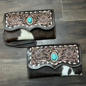 Cartera de Muñeca de Cuero Genuino Hecha a Mano para Mujer, Tarjetero y Portacelular, Bolso de Diseño Occidental, Clutch de Piel de Vaca - Product Image 4