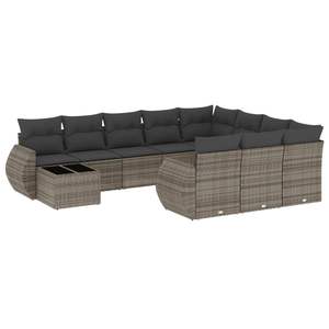 Ensemble de canapés de jardin gris et gris foncé en rotin avec coussins, mobilier d'extérieur au design contemporain - Product Image 2