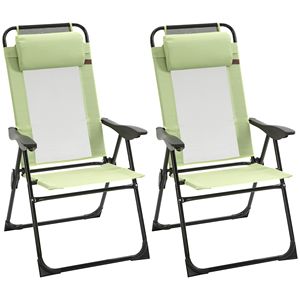 Set di 2 Sedie Reclinabili Pieghevoli con Schienale Regolabile Verdi per Esterni e Patio - Product Image 1
