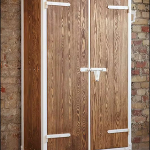 Armoire de classement en acier avec pieds, design grain de bois par transfert thermique, armoire de chambre en métal, armoire à grain de bois - Product Image 1