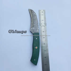 Cuchillo de caza Skinner de acero de Damasco hecho a mano de grado industrial con mango de Micarta y funda de cuero para uso diario OEM - Product Image 3