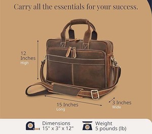 Custom Logo Genuine Leather Laptop <b>Briefcase</b> for Men Women Wholesale Brown Office Travel Handbag Elegant Computer Messenger Bag - Product Image 3
