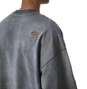 Chemises personnalisées délavées à l'acide, coupe oversize à épaules tombantes, polos pour hommes grandes tailles délavés à l'acide, t-shirts en coton à manches courtes pour hommes - Product Image 5