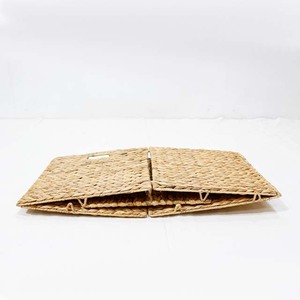 <b>Square</b> Woven Storage <b>Baskets</b> Water Hyacinth Handmade Rustic Style 4-Pack Living Room Organizers - Product Image 5