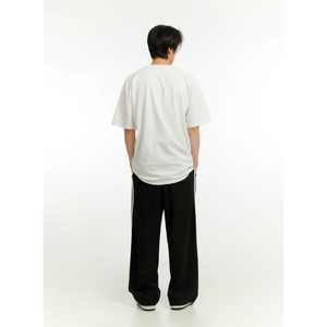 Pantalon de jogging évasé décontracté pour homme, coupe large, style streetwear, avec poches, en tissu délavé de poids moyen, infroissable, écologique - Product Image 2