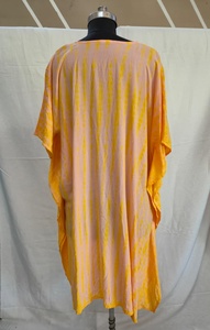 Vestido Kaftán Largo Oversize Tie Dye para Mujer, Corte Holgado, 100% Rayón, Ropa de Resort, Cómodo, Amarillo - Product Image 2