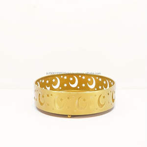 ชุดถาดตกแต่งเหล็กเคลือบทองคุณภาพสูง งานแฮนด์เมด สไตล์อาหรับ สำหรับเดือนรอมฎอน 3 ชิ้น ของตกแต่งโต๊ะสำหรับวันอีด - Product Image 2