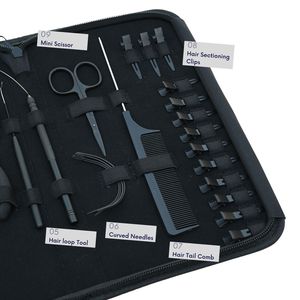 Hair Extension Tools Kit Microbeads Crimping Remover Plier Hook Loop Wire Comb <b>Needle</b> Scissor Clips Parting Finger <b>Case</b> Accessor - Product Image 4