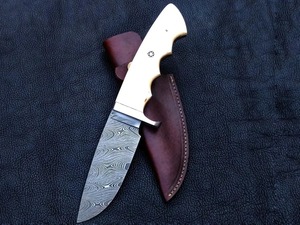 Industrial Handcrafted Fixed Blade Hunting Camping Skinner <b>Knife</b> Damascus Steel <b>Bone</b> <b>Handle</b> Full Tang Drop Point - Product Image 4