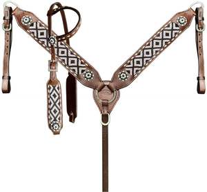 Têtière en cuir DD de style occidental avec rênes durables et décoration en cuir brut tricoté à la main – Produit d'équitation - Product Image 1