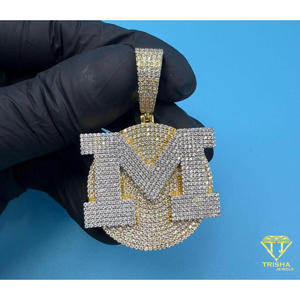 Letter "M" <b>Initial</b> <b>Pendant</b> Iced Out Moissanite Diamond Hip Hop Necklace Bling Chain Luxury Statement Jewelry Gift - Product Image 5