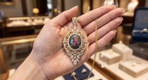 Collier pendentif délicat en forme de fleur de style européen, plaqué or 18 carats, opale noire naturelle, argent sterling 925, pour mariée - Product Image 6