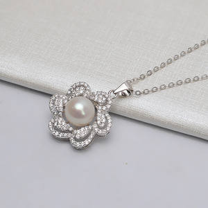 Colgante de Plata S925 con Forma de Flor, Collares Finos para Mujer, 10-11 Perlas, Accesorio para DIY, Producto Semiacabado, Temperamento - Product Image 3