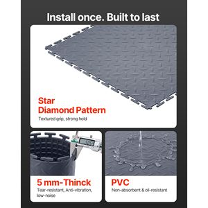 Set di 16 Piastrelle Incastrabili per Pavimento Garage 20,2 X 20,2 X 0,2 cm, Design a Diamante Antiscivolo, Pavimentazione Modulare - Product Image 3