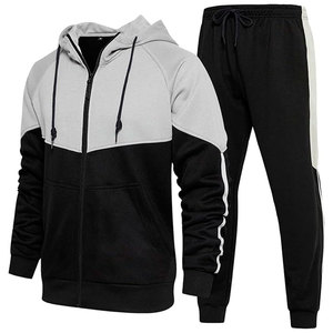 Ensemble de survêtement unisexe à capuche, manches longues, fermeture éclair, vêtements de sport décontractés, pantalon et veste respirants à imprimé uni, tenue d'hiver - Product Image 4