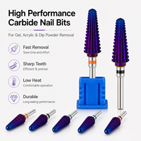 YAQIN Professionnel Tornado Purple Nail Electric Drill Bits Cutter Salon Home Use Manicure Tools Tapered Cone