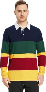 <b>Men's</b> Polo <b>Shirts</b> Long Sleeve Striped Dry Fit Casual <b>Collared</b> Pique Golf Polo <b>Shirts</b> for <b>Mens</b> - Product Image 2