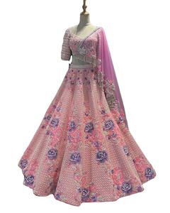 Lehenga choli ชุดแต่งงานแฟนซีพิมพ์ลายสำหรับผู้ใหญ่ผ้าไหมปักด้วยมือตาข่ายสำหรับอินเดียและปากีสถาน - Product Image 2