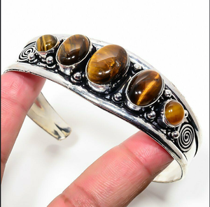 Handmade Tiger Eye Gemstone Bangle Teardrop Boho Jewelry Elegant Artisan <b>Bracelet</b> for Women Stylish Gift Accessory - Product Image 2
