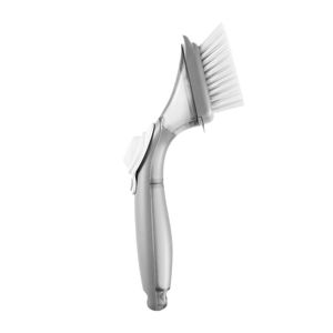 Spazzola per pentole con 3 testine, manico in PP e setole curve per la pulizia della cucina - Product Image 2
