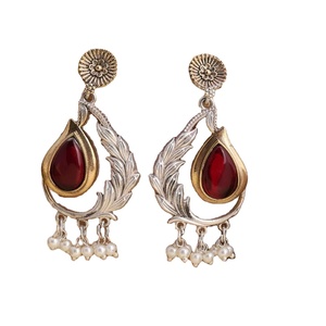 Pendientes de latón oxidado ARTS JEWELS con diseño de pera, engaste de bisel chapado en plata antigua, piedra Monalisa, estilo clásico, venta al por mayor - Product Image 6