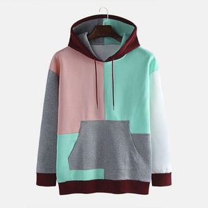 Fashion Men Loose Fit Color Block Hoodies Winter Warm Casual Use Adults Customized Logo Plain Dyed Printed Men's Hoodies - Product Image 6