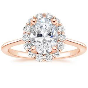 Anillo de compromiso ovalado Halo, Anillo de compromiso ovalado Halo, Anillo ovalado de oro rosa, Anillo de diamantes de aniversario, Ovalado para siempre - Product Image 4
