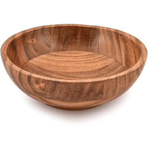 Grand saladier et bol de service en bois d'acacia poli fait main, vaisselle écologique pour collations et décoration intérieure - Product Image 1