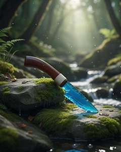 Couteau-lance en cristal de verre bleu - Lame en forme de cœur Reiki noire naturelle faite à la main, pointe de flèche, poignard cérémoniel - Prix de gros - Product Image 6