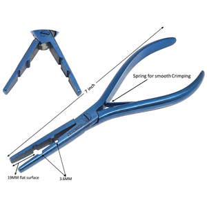 Pince de pose et de retrait d'extensions capillaires de 7 pouces, en acier inoxydable, à mâchoires plates, manche bleu, outil professionnel de salon - Product Image 1