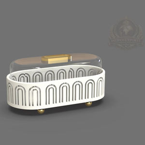 ขาตั้งเค้กทรงพระจันทร์เสี้ยวแบบกลม ทำจากสแตนเลสสีทองและกระจก เป็นมิตรกับสิ่งแวดล้อม พร้อมฝาครอบโดม สำหรับแสดงขนมในช่วงรอมฎอนและอีด - Product Image 1