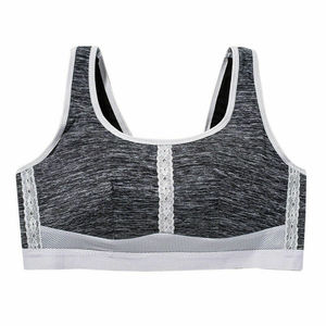Sujetador deportivo sin costuras para mujer, cuello redondo, espalda cruzada, sujetador de yoga, malla transpirable, soporte medio, color liso, top de entrenamiento - Product Image 5