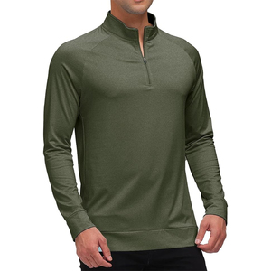 T-shirt de sport léger à manches longues pour homme, demi-zip, tricoté, extensible, pour l'entraînement et le fitness, avec fermeture éclair 3/4 - Product Image 2