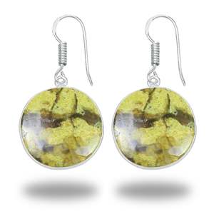 Pendientes Clásicos Hechos a Mano de Plata de Ley 925 con Ópalo Verde Peruano Natural para Bodas y Fiestas, Engaste de Bisel - Product Image 5