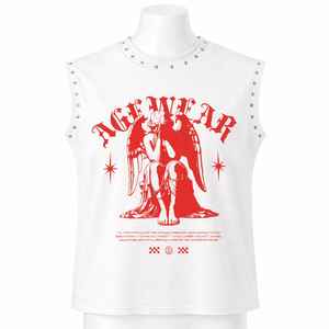 Gilet sans manches pour homme en coton 100% de haute qualité, avec logo personnalisé sérigraphié, effet délavé à l'acide, orné de strass, style vieilli - Product Image 4