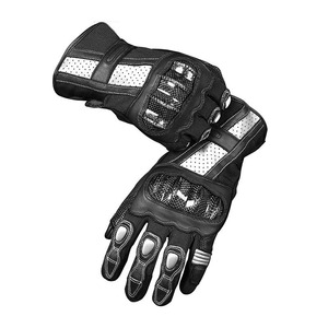Custom Logo Printed PU Leather <b>Touch</b> Screen Full Finger Motorbike <b>Gloves</b> Breathable Quick Dry for Outdoor Sports Black & White - Product Image 2