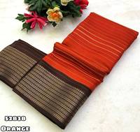 Saree Sutra MYSORE Oranye Dan Coklat Dengan Pinggiran Zari, Pakaian Pernikahan Tradisional India Untuk Wanita