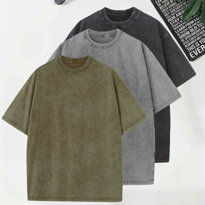 Custom Acid Wash Vintage for Look Dropped Shoulder 100% Camiseta de algodón para hombre DTG Impreso de punto Oversized Hip Hop Style Short - Product Image 5