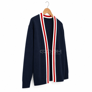 เสื้อคาร์ดิแกนถักสำหรับผู้หญิงของคอช อินเตอร์เนชั่นแนลสีกรมท่า คอวี แขนยาว ลายทางสีตัดกัน สไตล์ลำลอง คุณภาพโดดเด่น - Product Image 3